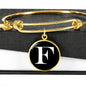 Initial F v3a - 18k Gold Finished Bangle Bracelet