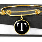 Initial T v3a - 18k Gold Finished Bangle Bracelet