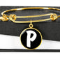 Initial P v3b - 18k Gold Finished Bangle Bracelet