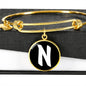 Initial N v3b - 18k Gold Finished Bangle Bracelet