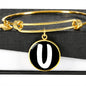Initial U v3b - 18k Gold Finished Bangle Bracelet