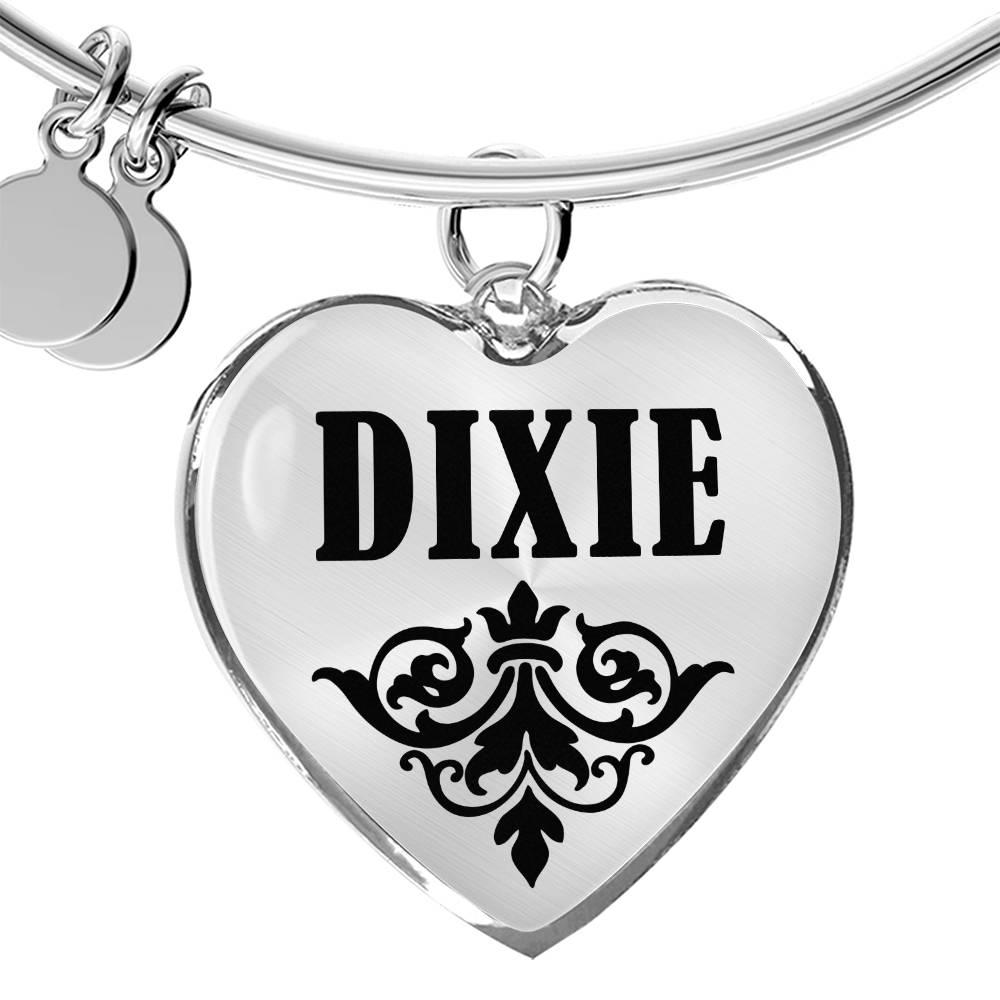 Dixie v01 - Heart Pendant Bangle Bracelet