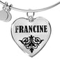 Francine v01 - Heart Pendant Bangle Bracelet