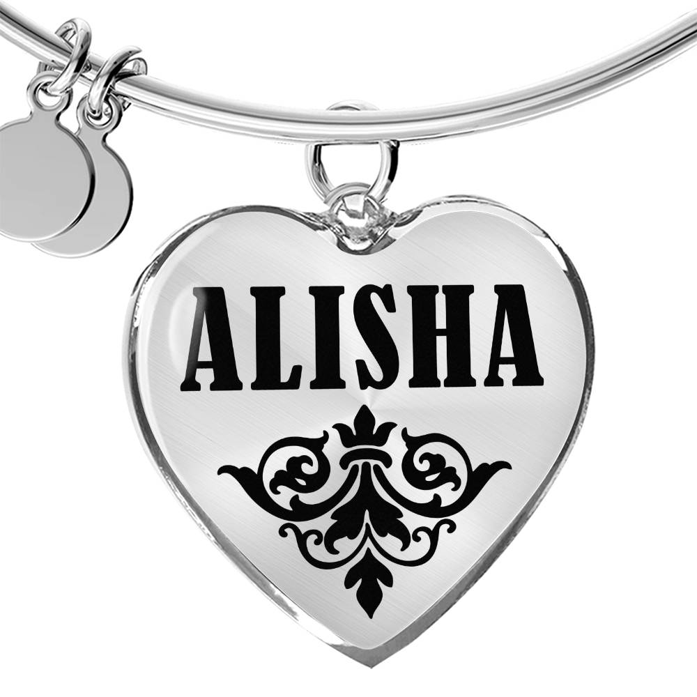 Alisha v01 - Heart Pendant Bangle Bracelet