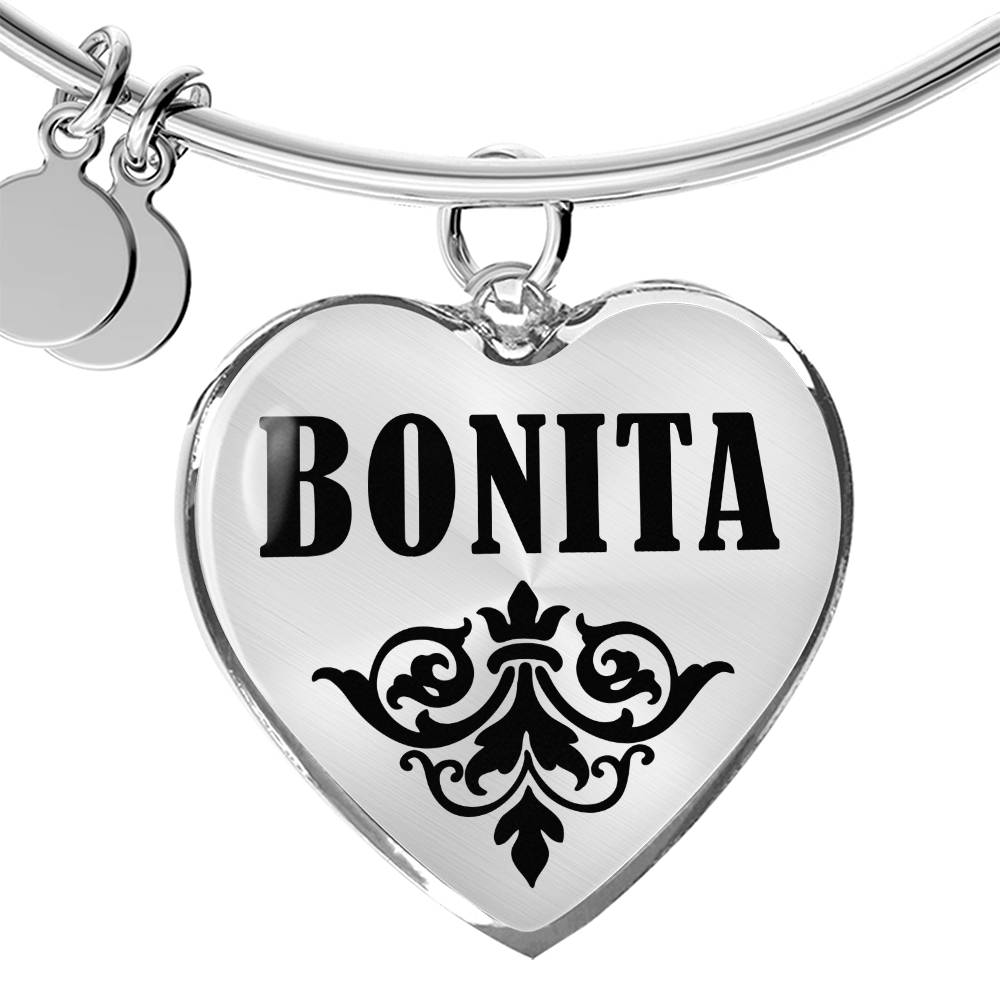 Bonita v01 - Heart Pendant Bangle Bracelet