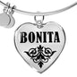 Bonita v01 - Heart Pendant Bangle Bracelet