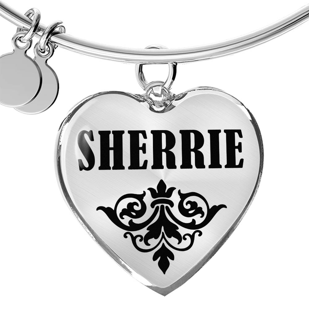 Sherrie v01 - Heart Pendant Bangle Bracelet