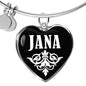 Jana v03 - Heart Pendant Bangle Bracelet