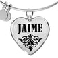 Jaime v01 - Heart Pendant Bangle Bracelet