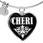 Cheri v03 - Heart Pendant Bangle Bracelet