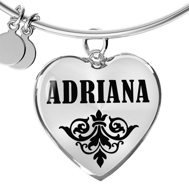 Adriana v01 - Heart Pendant Bangle Bracelet