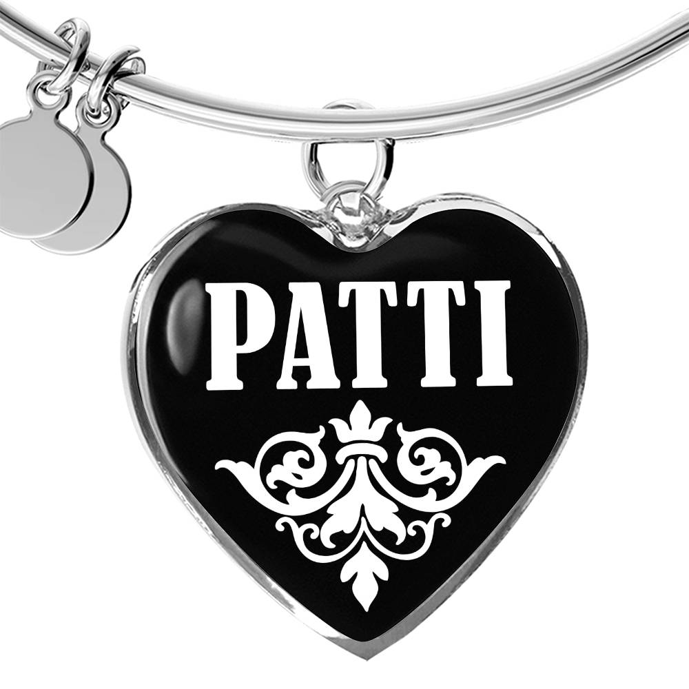 Patti v03 - Heart Pendant Bangle Bracelet