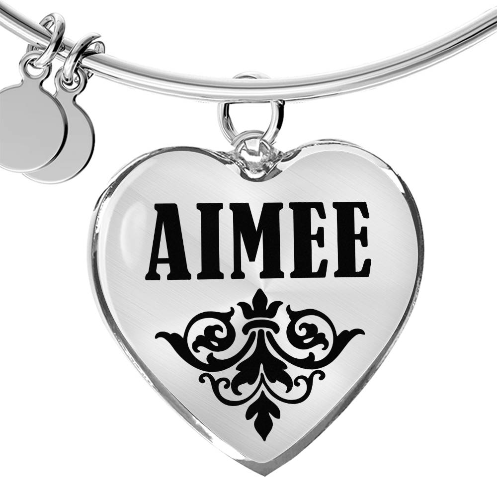 Aimee v01 - Heart Pendant Bangle Bracelet