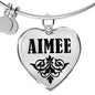 Aimee v01 - Heart Pendant Bangle Bracelet