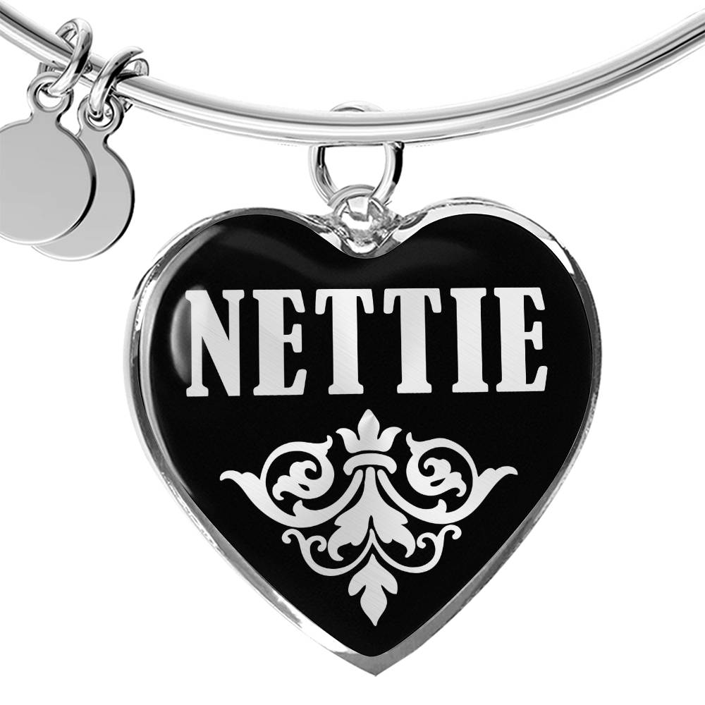 Nettie v02 - Heart Pendant Bangle Bracelet
