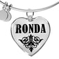 Ronda v01 - Heart Pendant Bangle Bracelet