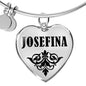 Josefina v01 - Heart Pendant Bangle Bracelet