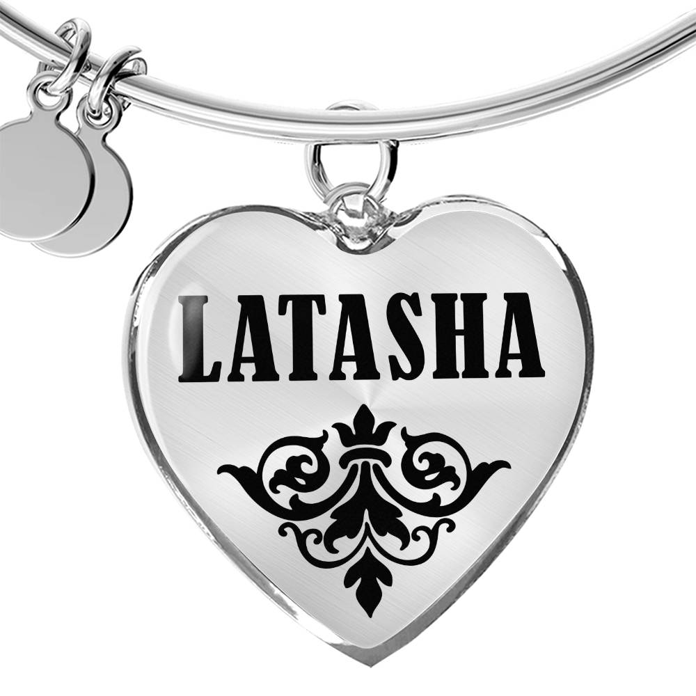 Latasha v01 - Heart Pendant Bangle Bracelet