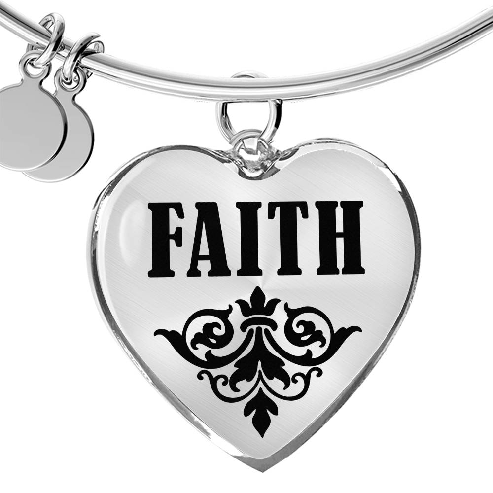 Faith v01 - Heart Pendant Bangle Bracelet