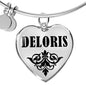 Deloris v01 - Heart Pendant Bangle Bracelet