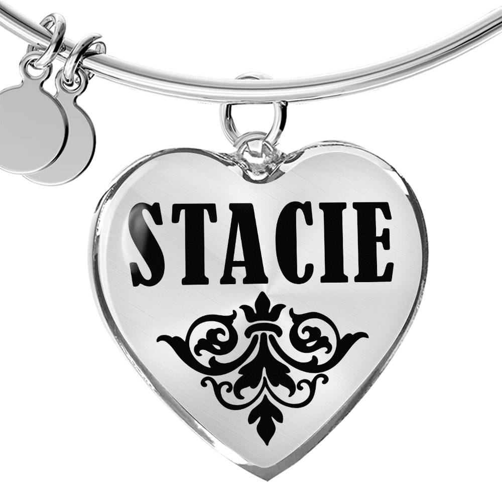 Stacie v01 - Heart Pendant Bangle Bracelet