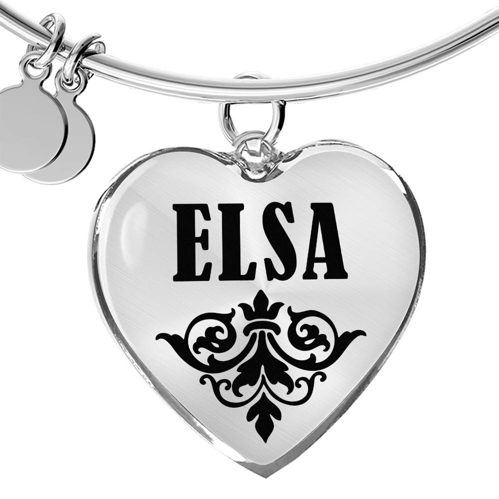 Elsa v01 - Heart Pendant Bangle Bracelet