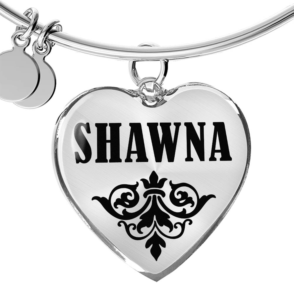 Shawna v01 - Heart Pendant Bangle Bracelet