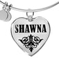 Shawna v01 - Heart Pendant Bangle Bracelet