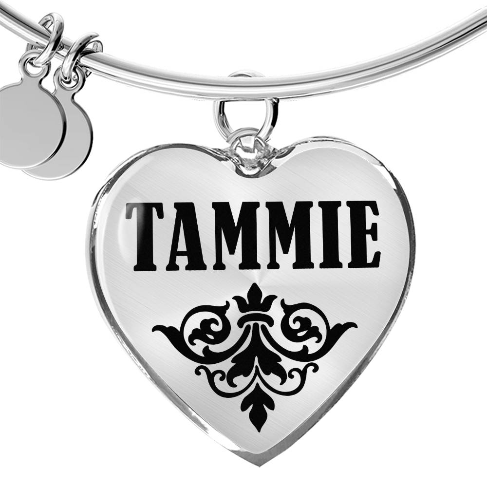 Tammie v01 - Heart Pendant Bangle Bracelet