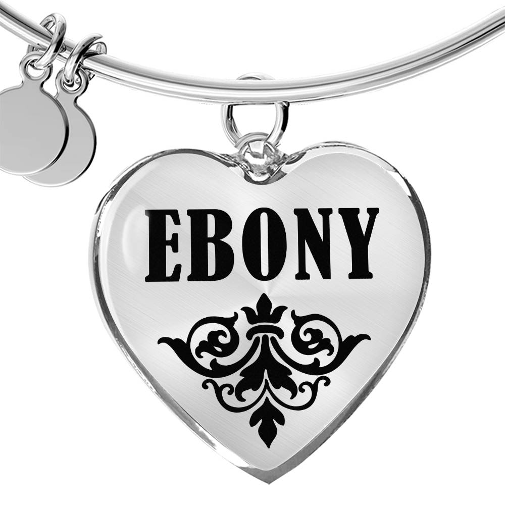 Ebony v01 - Heart Pendant Bangle Bracelet