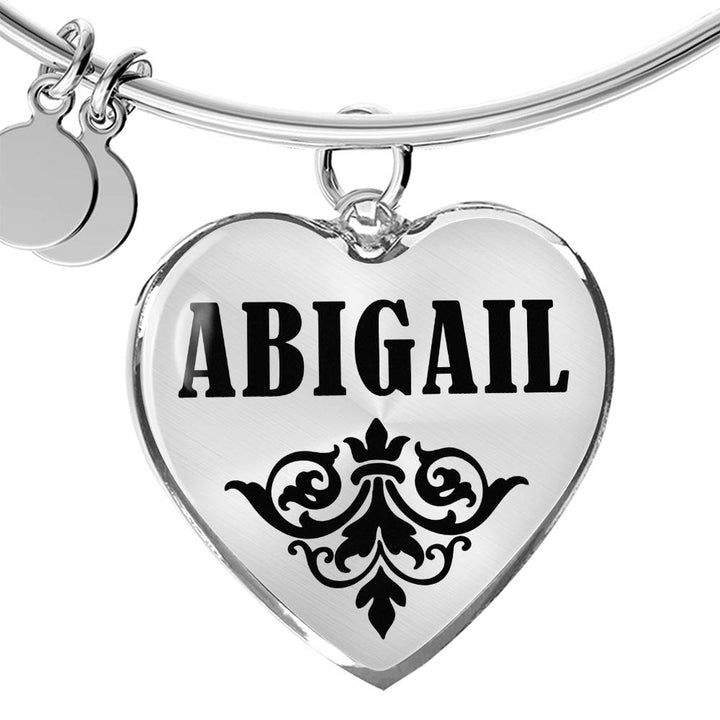 Abigail v01 - Heart Pendant Bangle Bracelet
