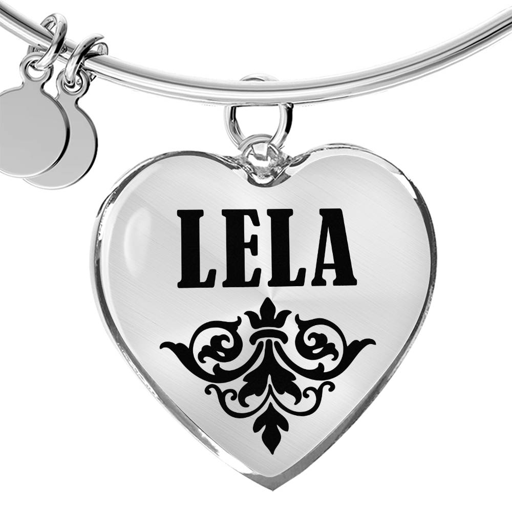 Lela v01 - Heart Pendant Bangle Bracelet