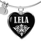 Lela v02 - Heart Pendant Bangle Bracelet