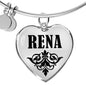 Rena v01 - Heart Pendant Bangle Bracelet
