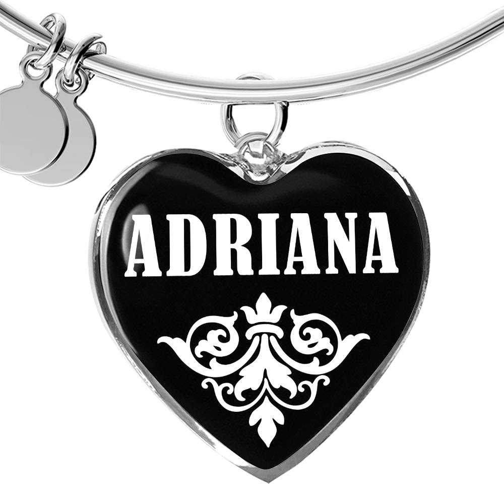 Adriana v03 - Heart Pendant Bangle Bracelet