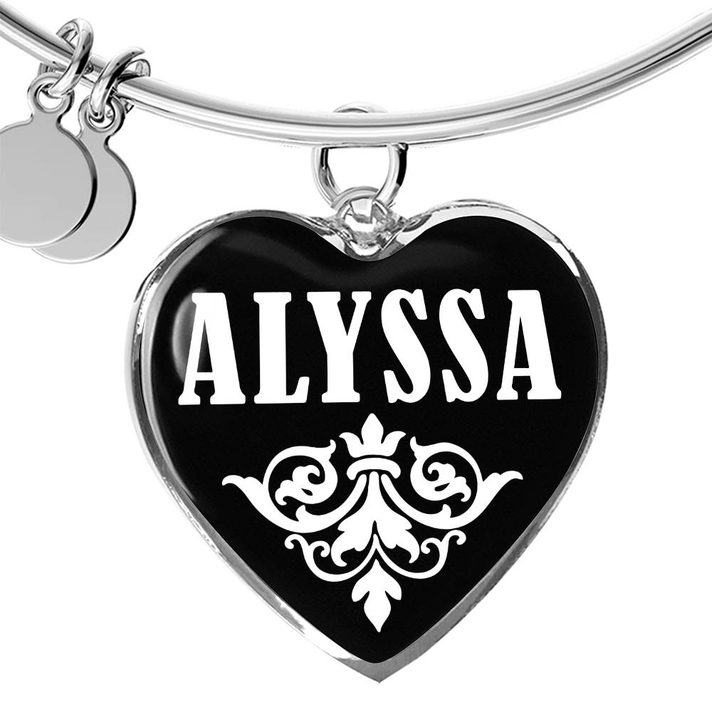Alyssa v03 - Heart Pendant Bangle Bracelet