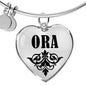 Ora v01 - Heart Pendant Bangle Bracelet