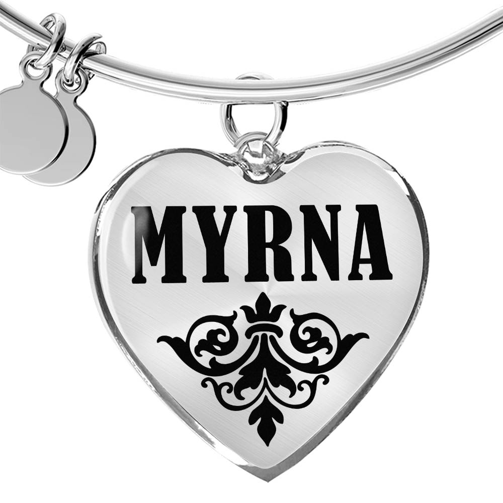 Myrna v01 - Heart Pendant Bangle Bracelet