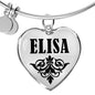 Elisa v01 - Heart Pendant Bangle Bracelet
