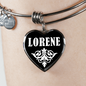 Lorene v03 - Heart Pendant Bangle Bracelet