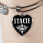 Stacie v02 - Heart Pendant Bangle Bracelet