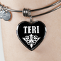 Teri v03 - Heart Pendant Bangle Bracelet