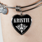 Kristie v02 - Heart Pendant Bangle Bracelet