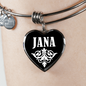 Jana v03 - Heart Pendant Bangle Bracelet