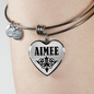 Aimee v01 - Heart Pendant Bangle Bracelet