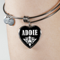 Addie v03 - Heart Pendant Bangle Bracelet