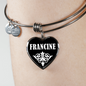 Francine v03 - Heart Pendant Bangle Bracelet