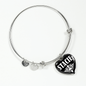 Stacie v03 - Heart Pendant Bangle Bracelet
