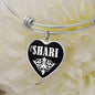 Shari v03 - Heart Pendant Bangle Bracelet