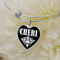 Cheri v03 - Heart Pendant Bangle Bracelet